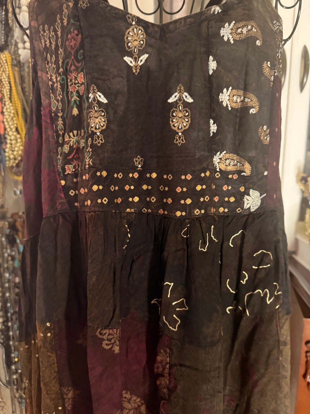 Jaded Gypsy Boho Dress NWT - Chocolate Patchwork maxi dress L/XL - Picture 2 of 4